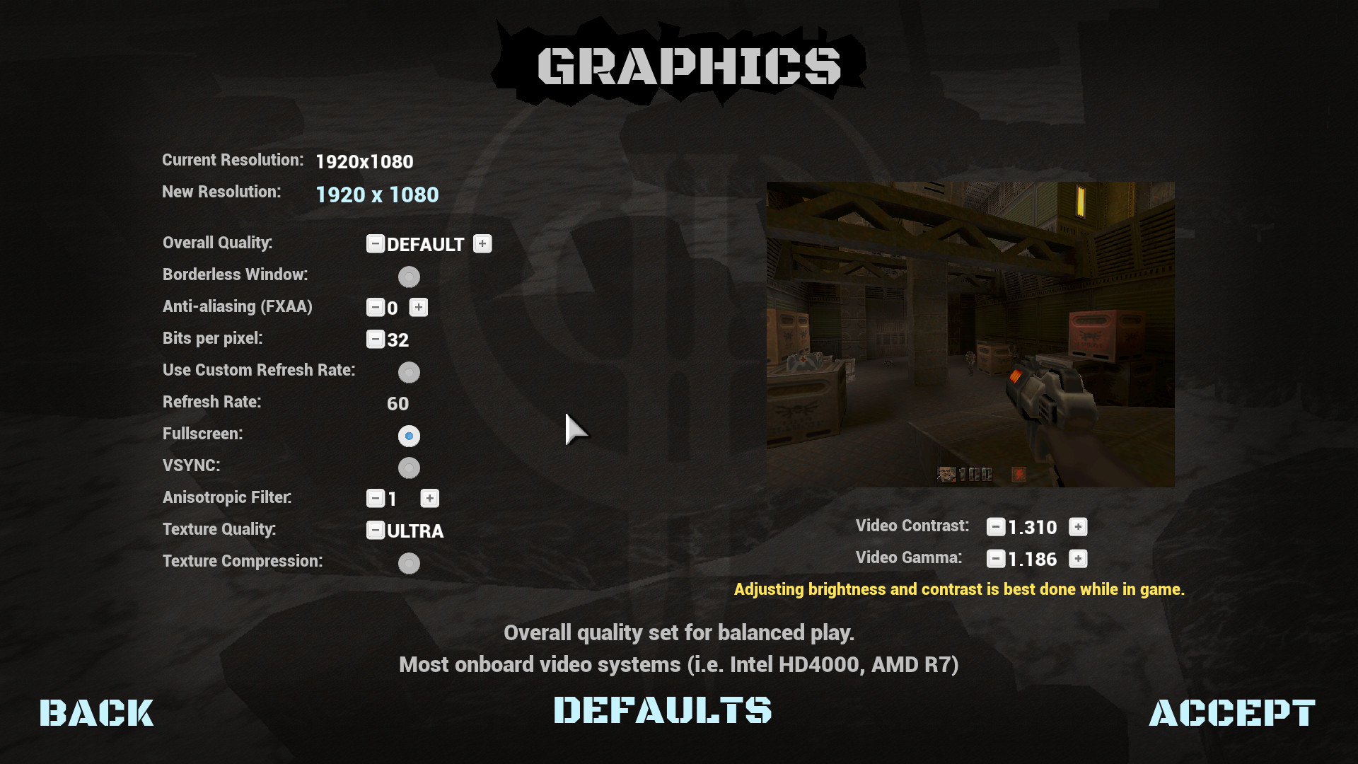 New graphics menu